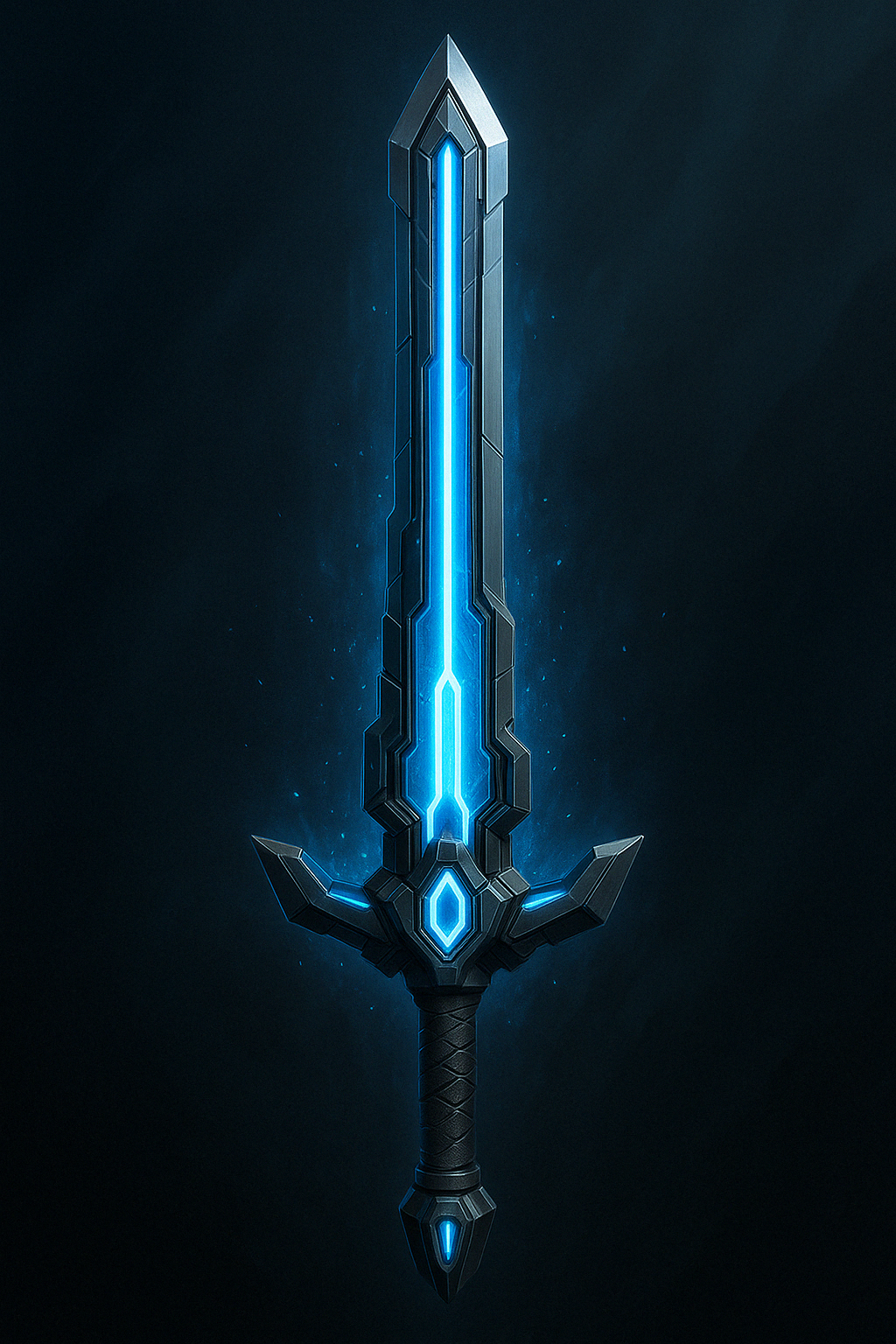 The Crystalis sword glowing with blue energy